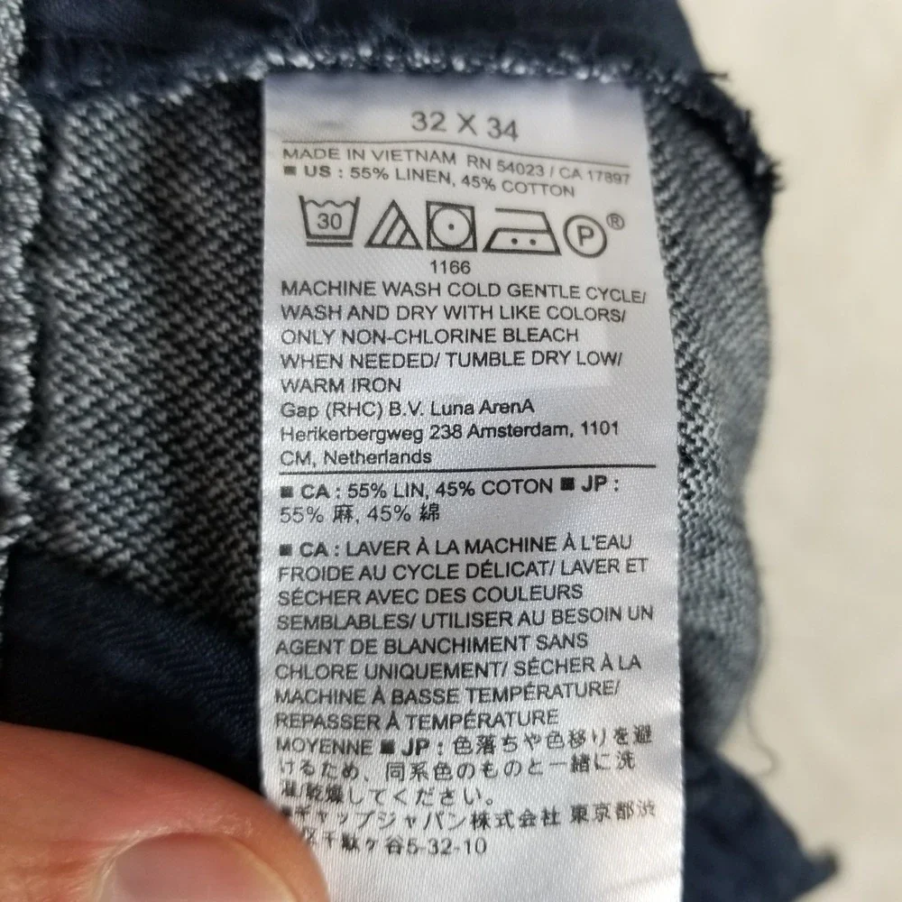 Banana Republic Athletic Trousers Mens 32x34 Blue Grey Linen Blend Tapered Pants